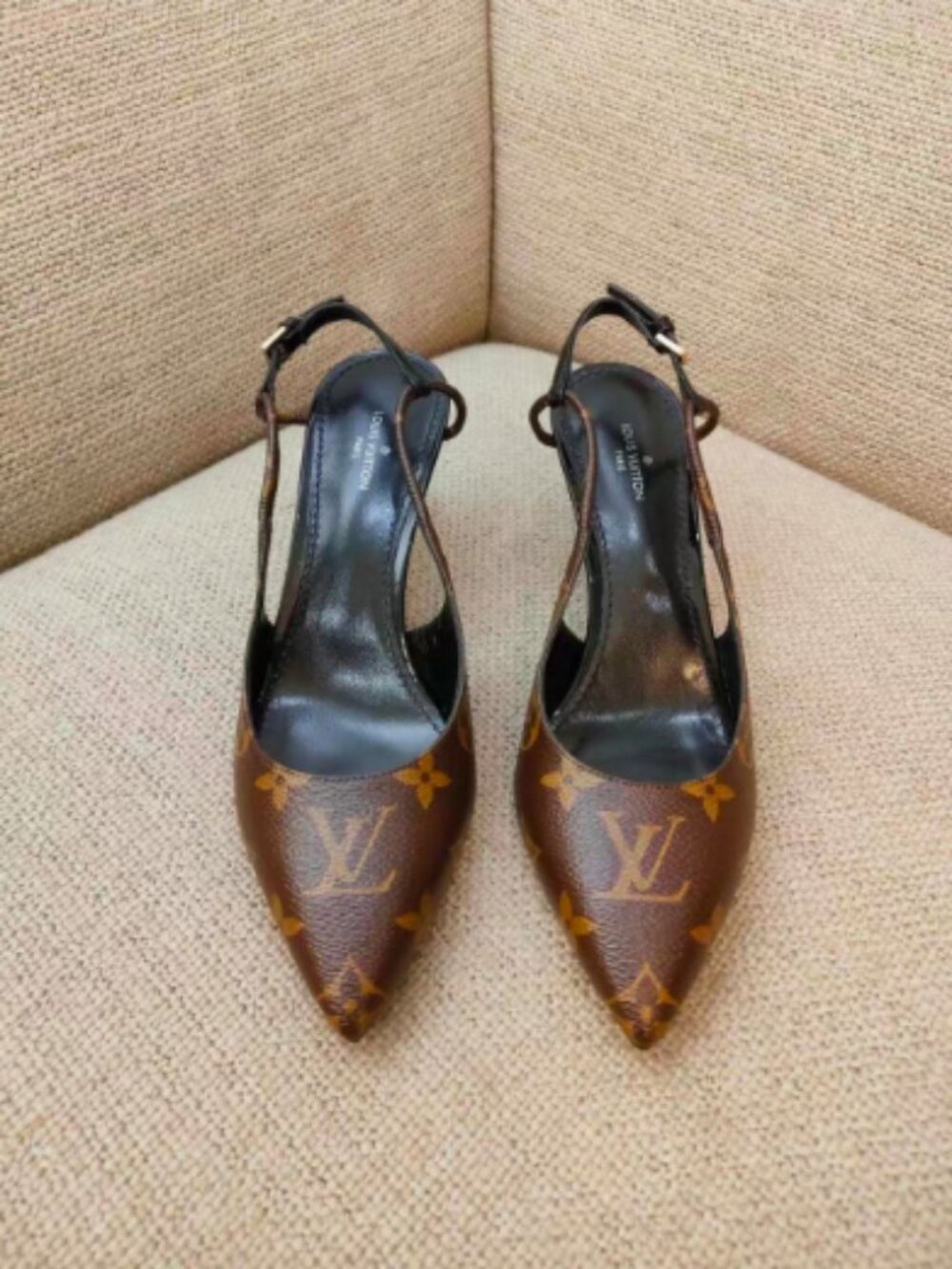 Louis Vuitton Monogram Slingback Kitten Heels